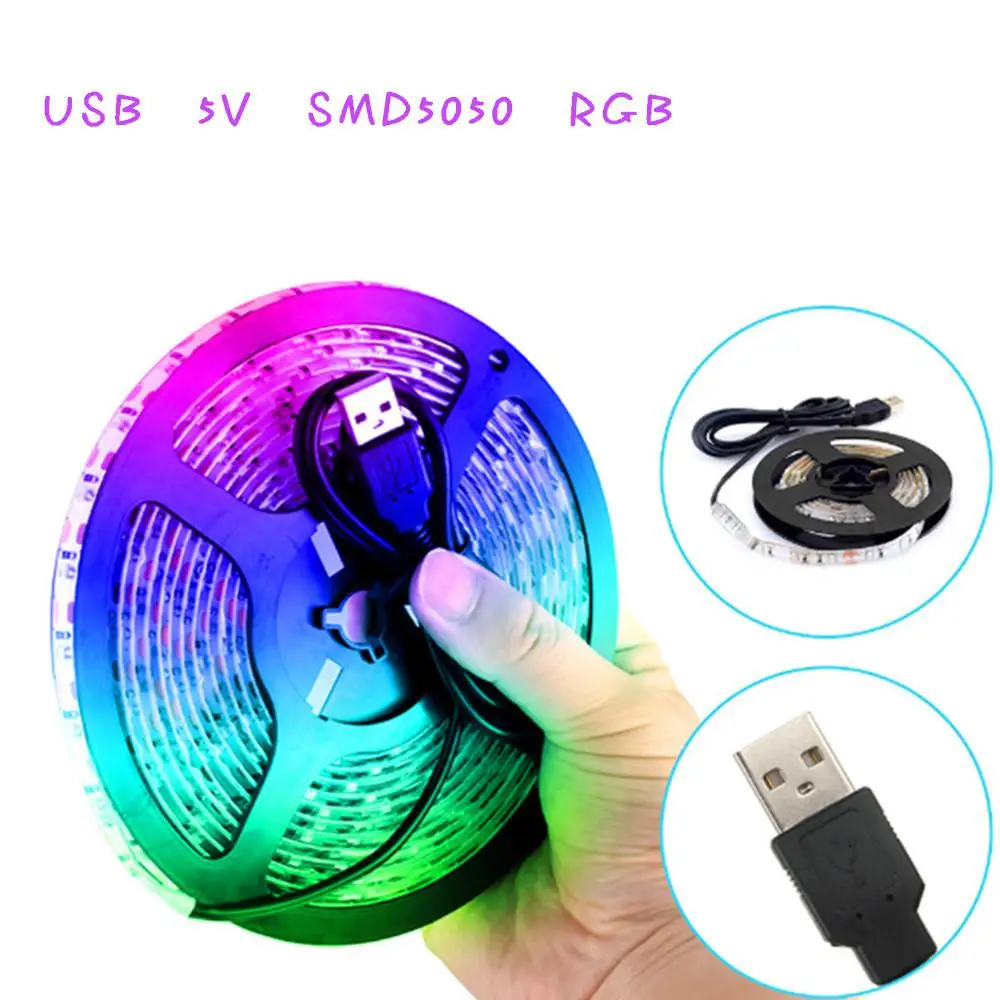 Гибкий Светодиодные ленты светильник USB 5V 7 цветов изменить строку для ТВ фон