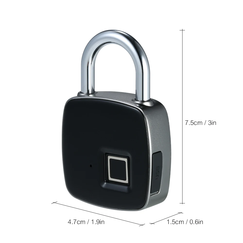 USB Перезаряжаемый смарт-замок без ключа с защитой от отпечатков пальцев IP65