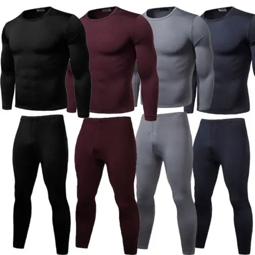 

2PCS Mens Winter Warm Ultra-Soft Fleece Lined Thermal Top Bottom Underwear Set Men Ropa Termic Warm Long Johns Thermal Underwear