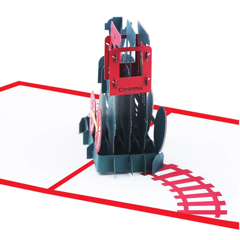 New-Santa Train Pop Up Card 3D Christmas Holiday | Канцтовары для офиса и дома