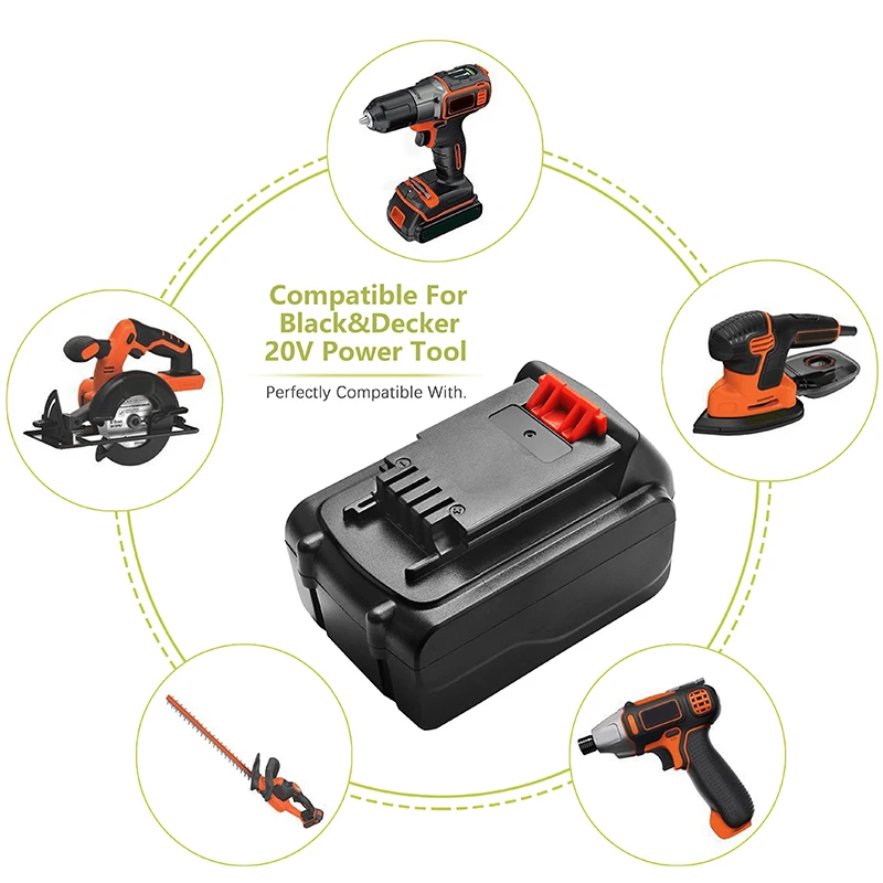 Батарея LB20 20V 4.0Ah для Black &amp Decker BDCDMT120 CHH2220 LCS120 LDX120C LDX120SB LGC120 LHT2220 LLP120 LPHT120 LST120 |