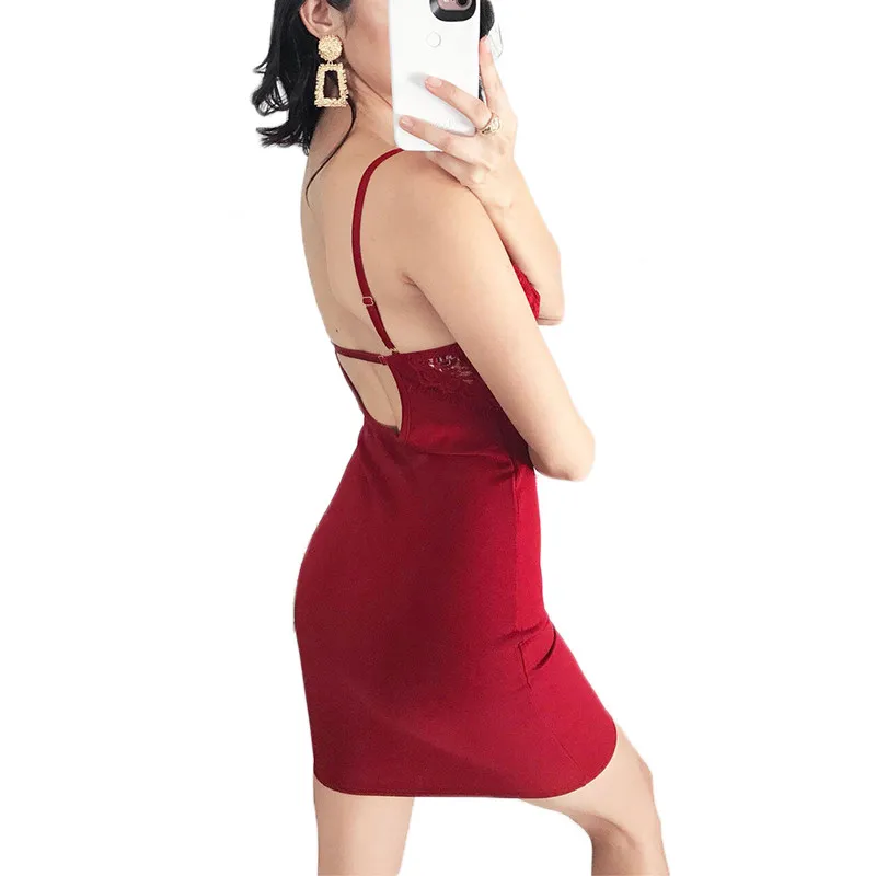 Женское Бандажное облегающее кружевное белье Клубное сексуальное мини платье