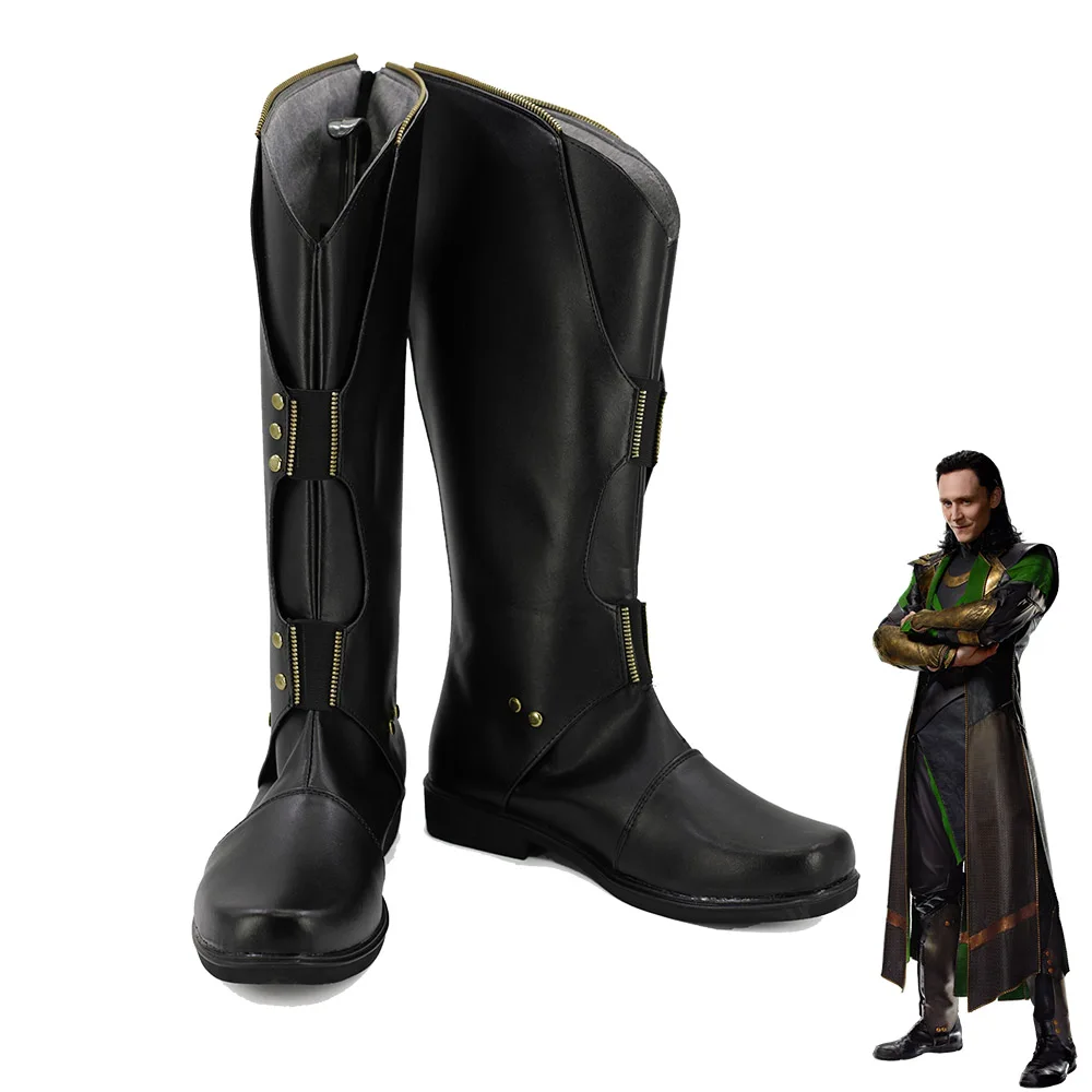 Thor The Dark World Loki/черная обувь мужские ботинки для костюмированной вечеринки