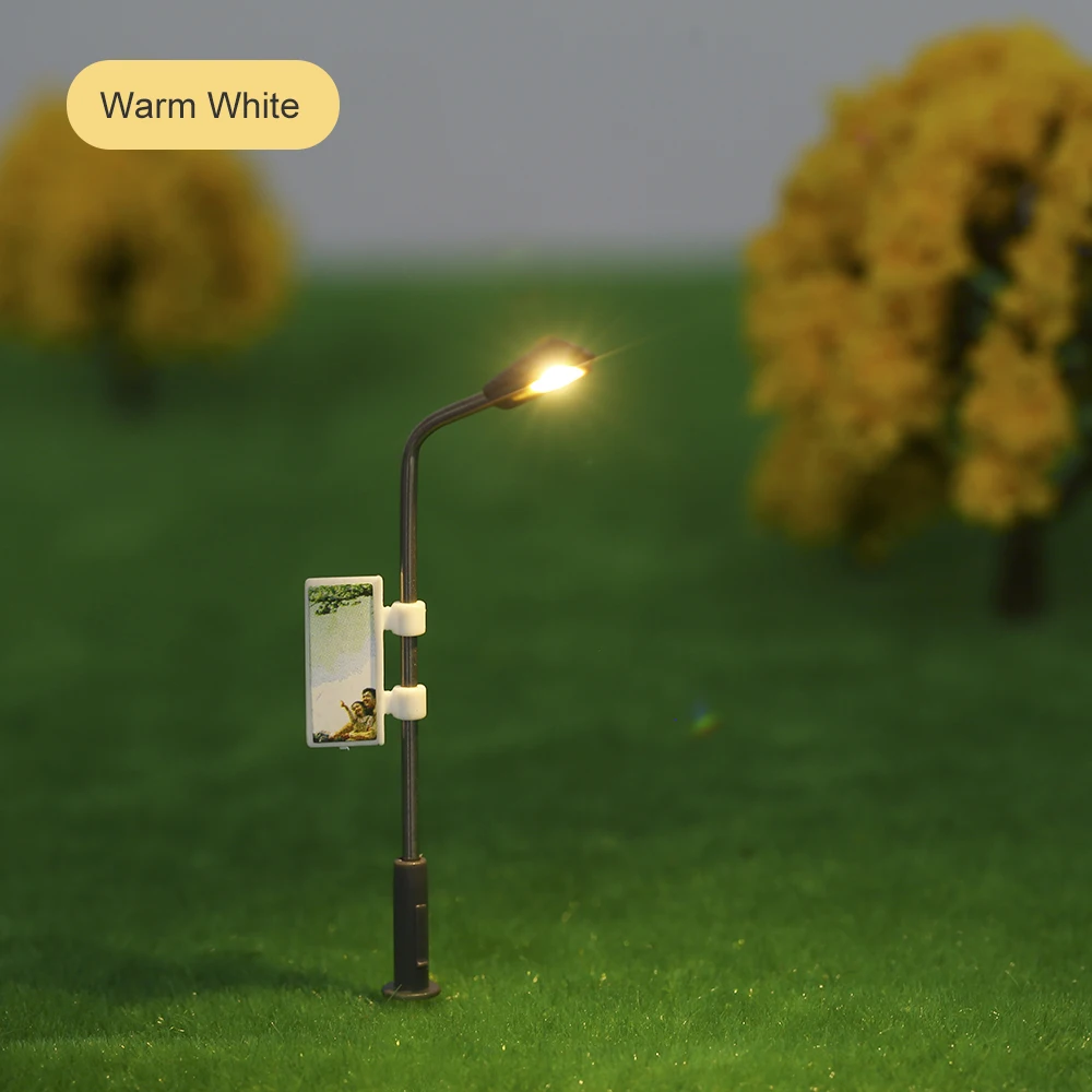 

20pcs White Model Street Lights Layout Lamppost Train Garden Playground Scenery Led Lamp Lighting 1:100 Scale 110mm