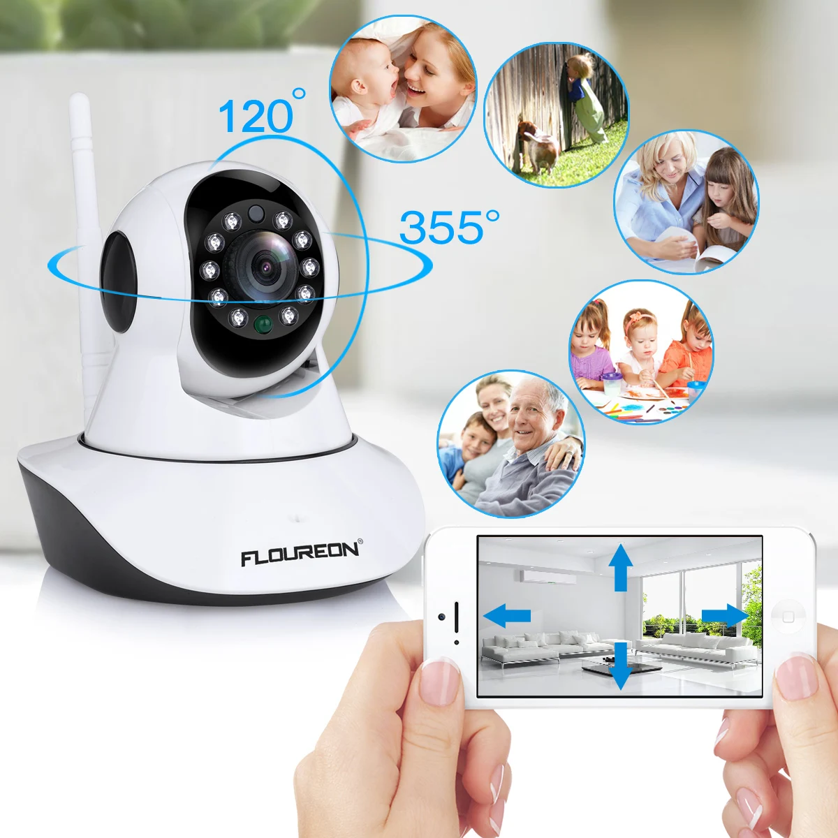 FLOUREON 720P HD Wifi беспроводная домашняя ip камера безопасности сетевая