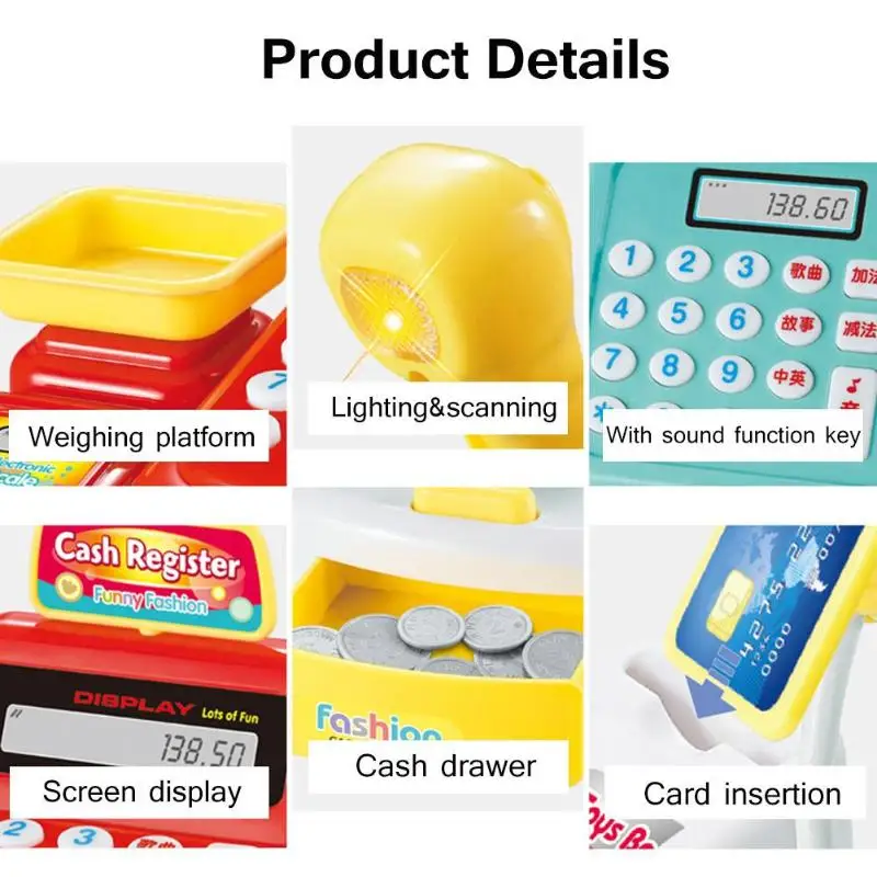 Искусственный кассовый аппарат для супермаркета ролевых игр игрушки детей
