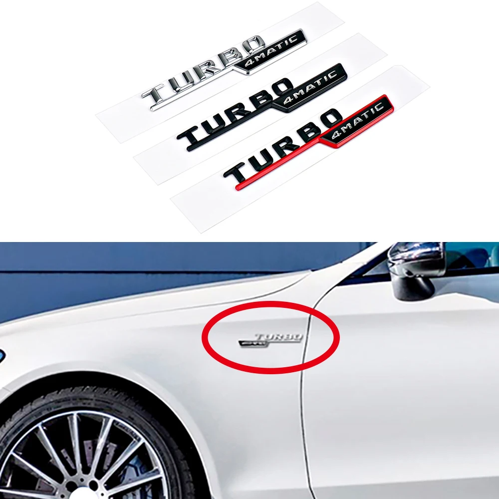 2 шт. TURBO 4matic Embelm логотип автомобильный боковой корпус талии крыло Стикеры