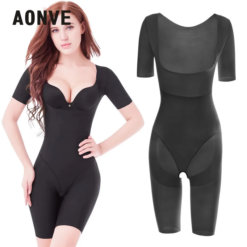 Aonve боди для похудения Shapewear с коротким рукавом формирователь рук бесшовный