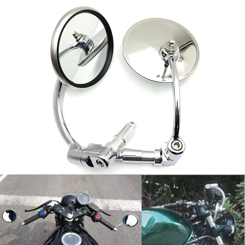 

evomosa Motorcycle Mirrors Chopper Bobber Cruiser Bar End Side Rearview Mirrors For Cafe Racer Shadow VT 750 Sportster Softtail