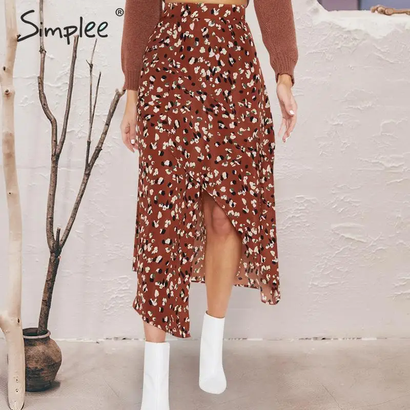 Simplee Boho печати Асимметричный для женщин юбка лето 2019 г. высокая талия Длинные