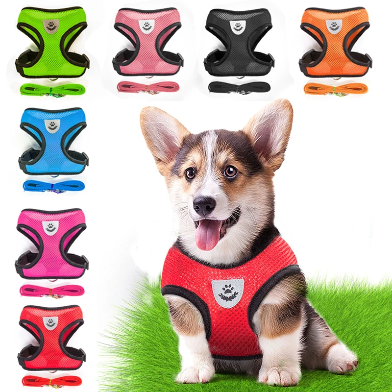 Pug Mesh Walking Lead Leash Pet Supplies For Chihuahua 1PC Dog Harness Reflective Puppy Vest Small Medium Dogs Nylon | Дом и сад