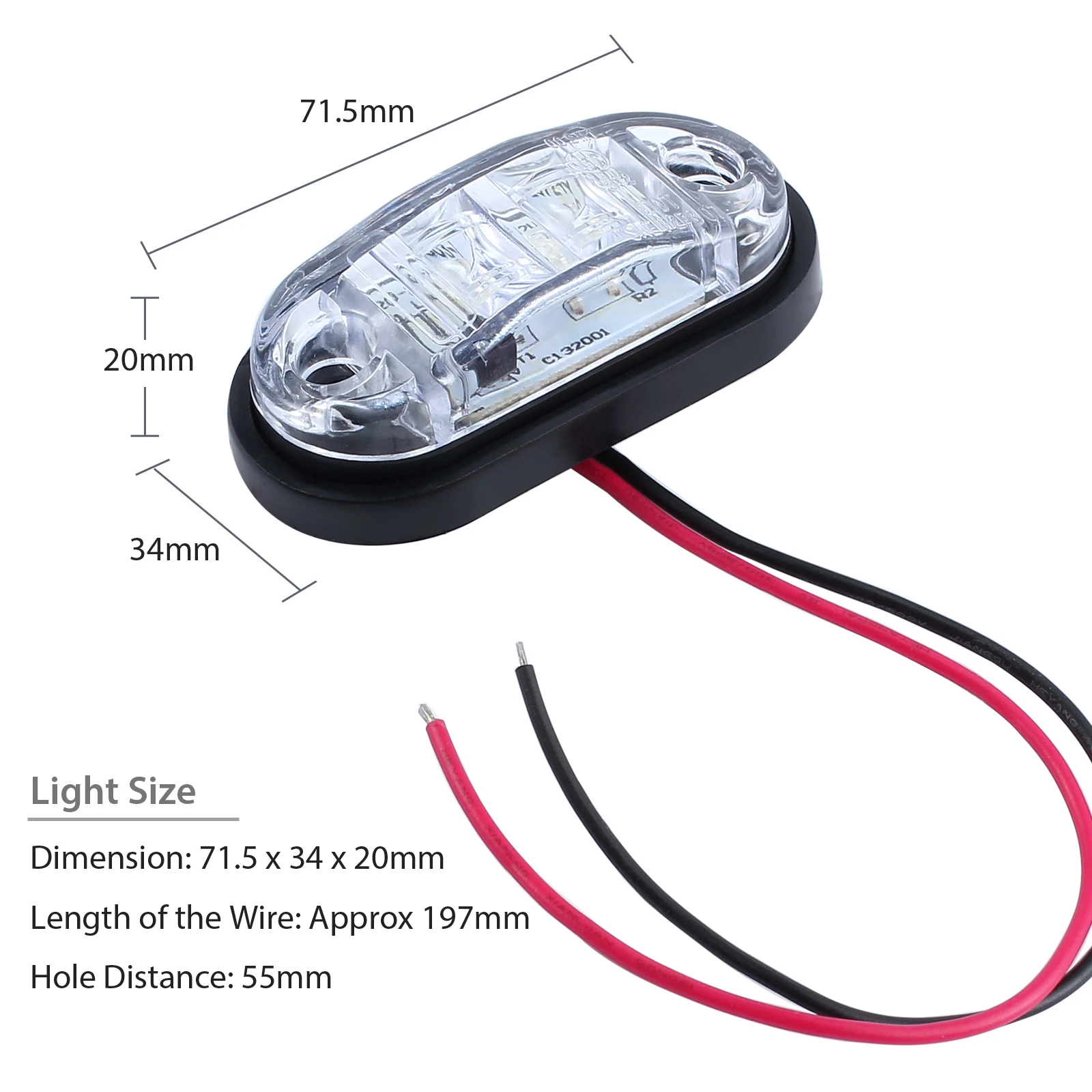 Justech 4 pcs LED Front Side Marker Indicator Light 12V 24V Car Truck Van Trailers White | Автомобили и мотоциклы