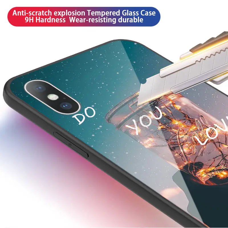 Блестящий чехол для телефона из закаленного стекла Iphone XS MAX XR X Smooth Jellyfish Bottle Phone Cover