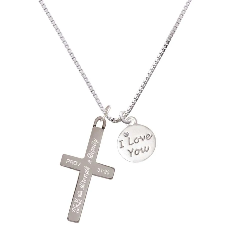 Я люблю тебя диск сила и достоинство крест ожерелье|Подвески| |