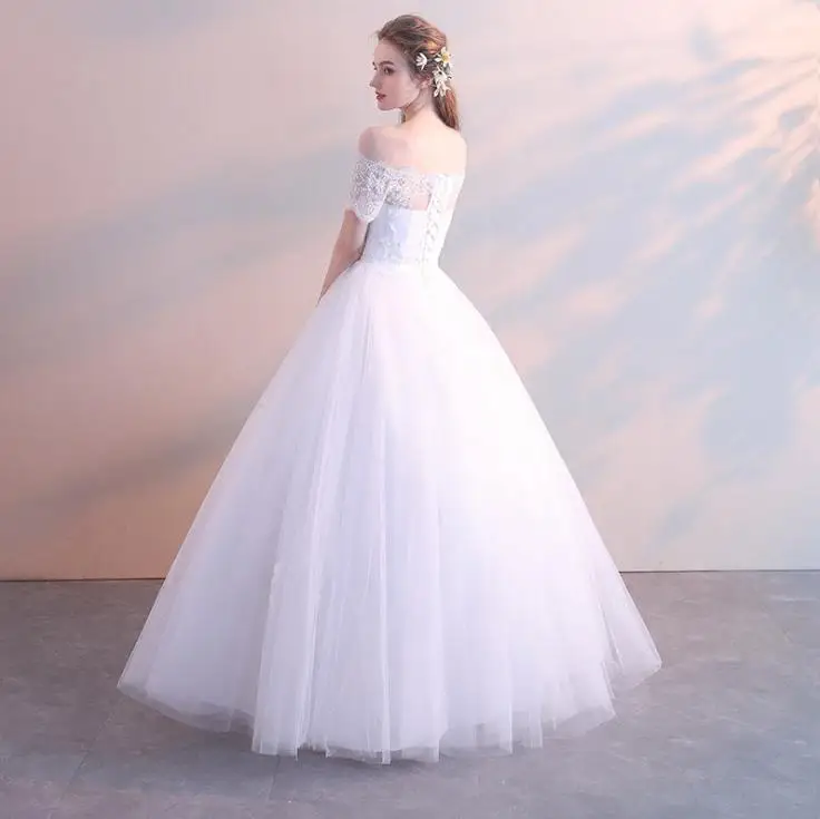 VENSANAC бальное платье с вырезом лодочкой и кружевной аппликацией свадебные платья