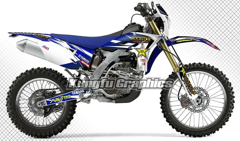 KUNGFU графика гоночный мотоцикл наклейки Набор Deco синий для WR 450 F 450F WR450F 2012 2013 2014