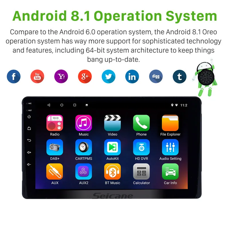 Автомагнитола Seicane 2 Din Android 8 1 9 дюймов Wi Fi GPS навигация мультимедийный плеер