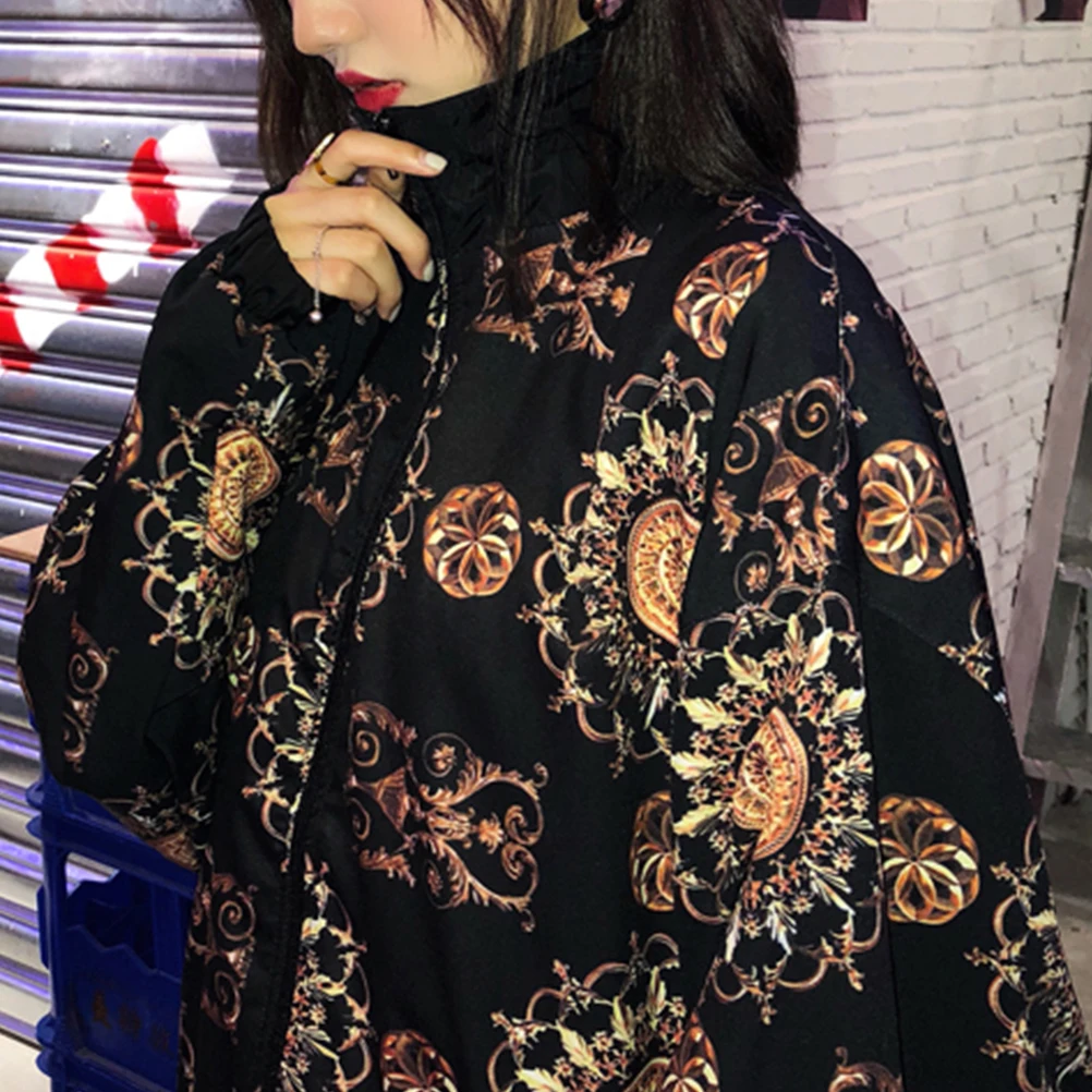 

2019 Autumn Retro Jacket Women Loose Long Sleeve Harajuku Coat Thin Outwear