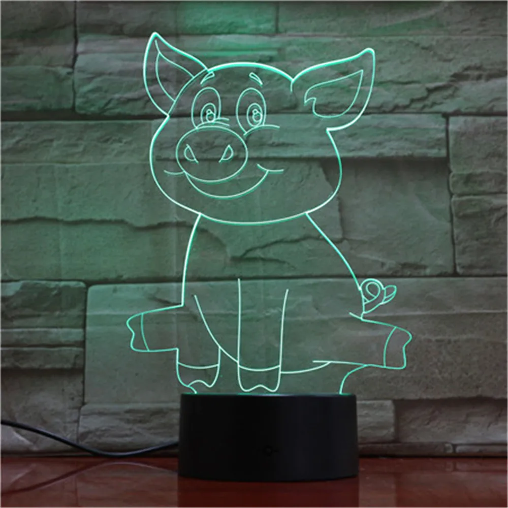 Pig Cute 3D LED Lamp Table USB Sensor Night Lights Sculpture Fashion Decorations as Bedroom Sleeping Decor 1769 | Лампы и освещение