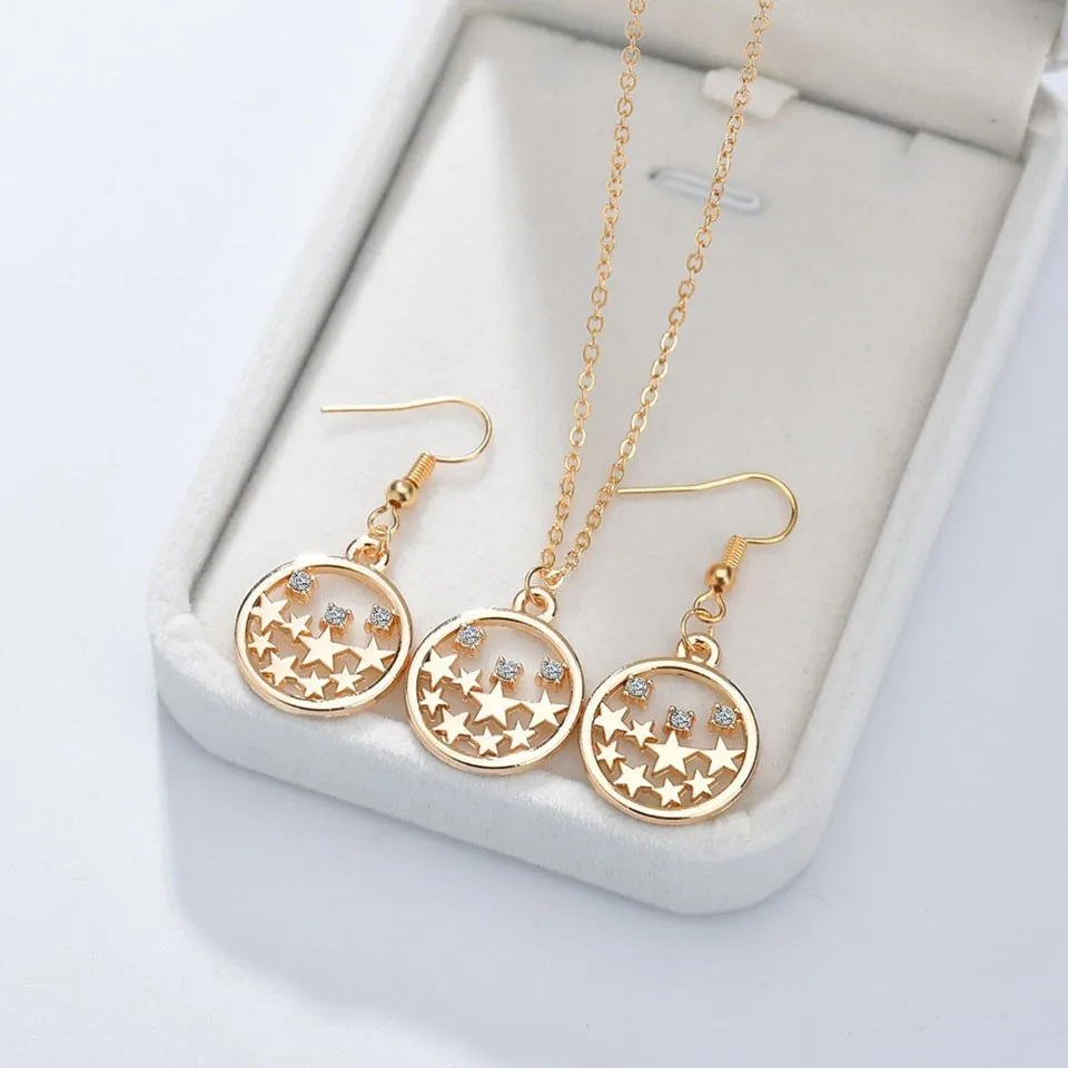 Новинка модные женские серьги и ожерелье ювелирный комплект круглые украшения