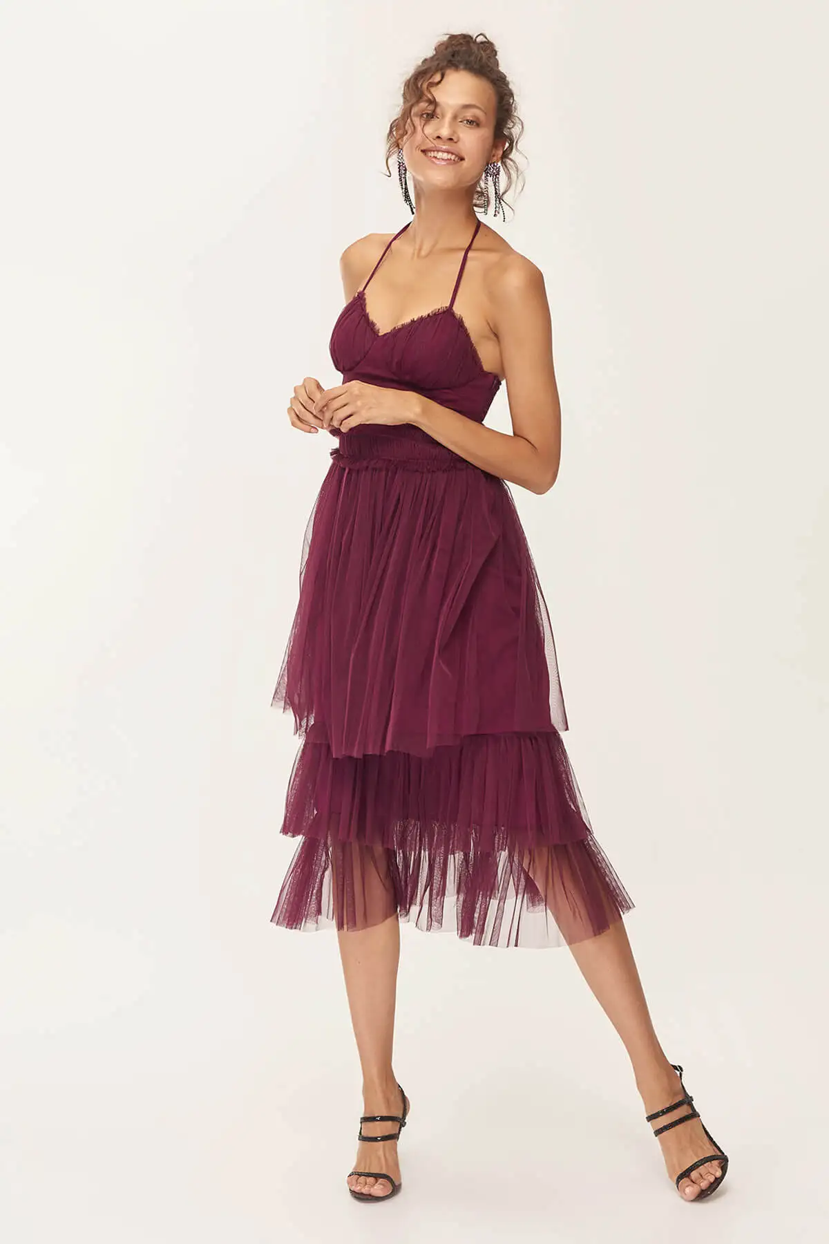 Trendyol Plum Ruffle Detail Dress TPRSS18FZ0264 | Женская одежда