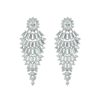 fashional cubic zirconia cz teardrop triple dangle earrings rhinestone crystals pierced earring jewelry accessories ce10008