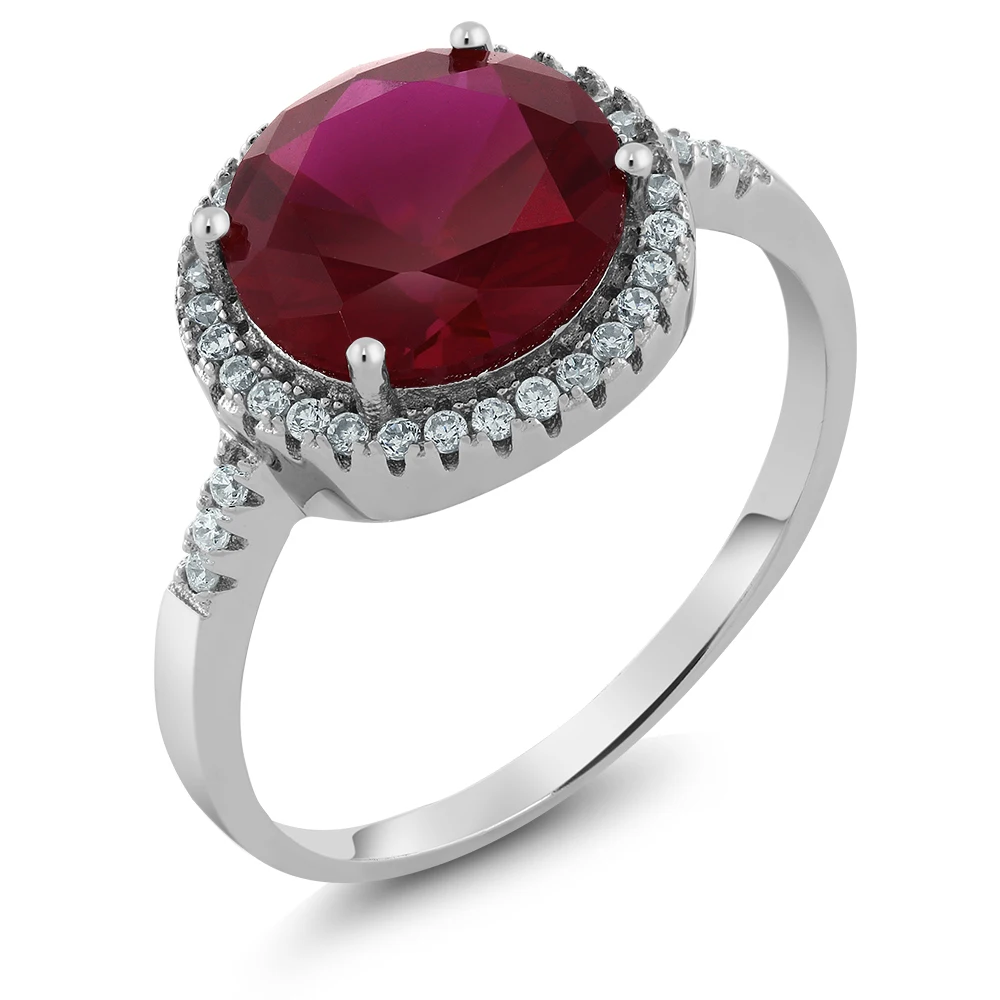 GemStoneKing 5 36 Ct Круглый 10 мм красный искусственный рубин Fine Jewelry 925 пробы серебро Gemstone