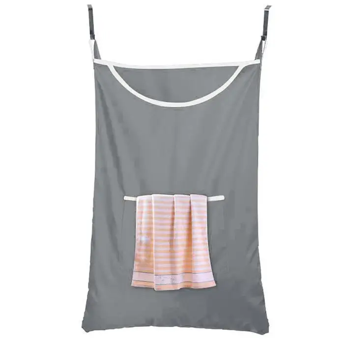 sturdy cloth Bag durable Household Gray it of Home Laundry Storage oxford Hanging Made Space Saving and is Portable |
