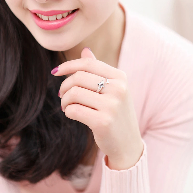 Real 925 Sterling Silver Women Ring Dolphin Pattern For Female s925 Rings Fine Jewelry Gift JN0310 | Украшения и аксессуары