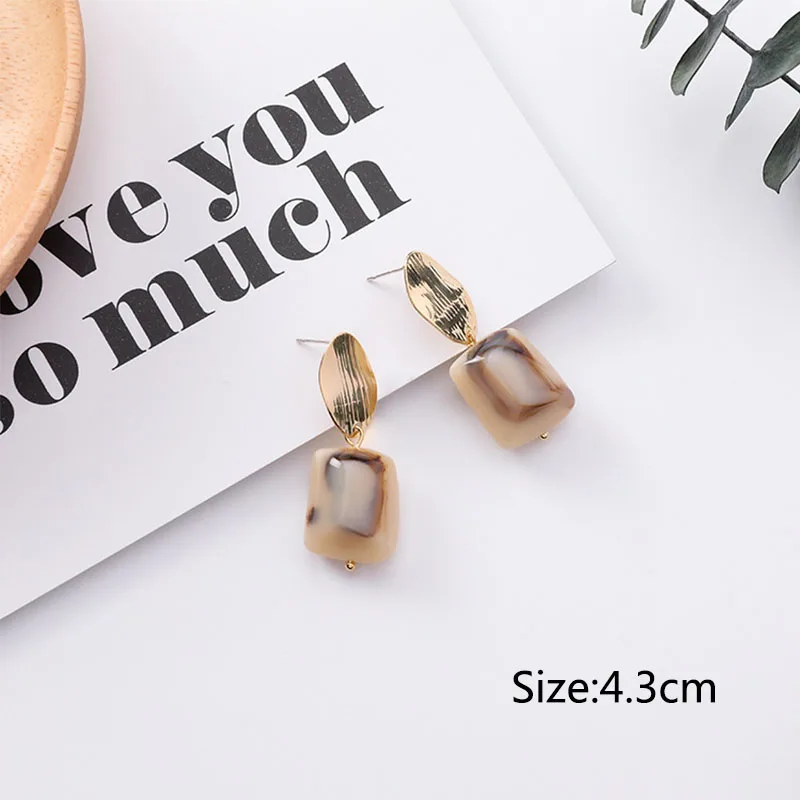 Женские леопардовые серьги простые геометрические из ацетата прозрачные