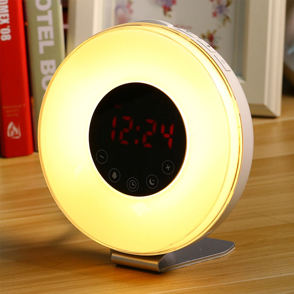 Wake Up Light Будильник восход/Закат моделирование цифровые часы с fm-радио 7 цветов