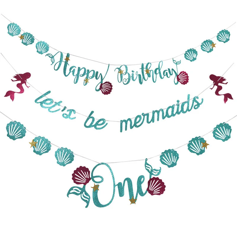 Давайте быть русалками Baby Shower вечерние морская тематика синие Шары Баннер для