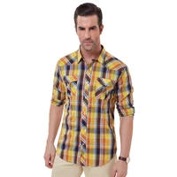 stand collar hot pj mens stylish slim fit grid pattern long sleeve classic collar shirt tops