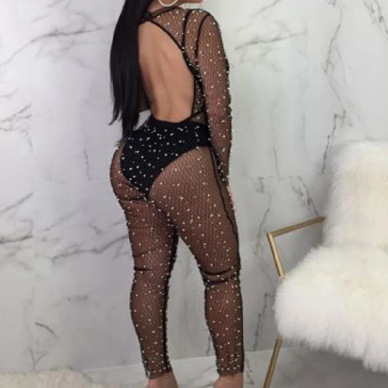 

Summer Sexy Solid Crystal Mesh Bikini Cover Up Pearl Swimwear Bathing Swimsuit Beachwear Party