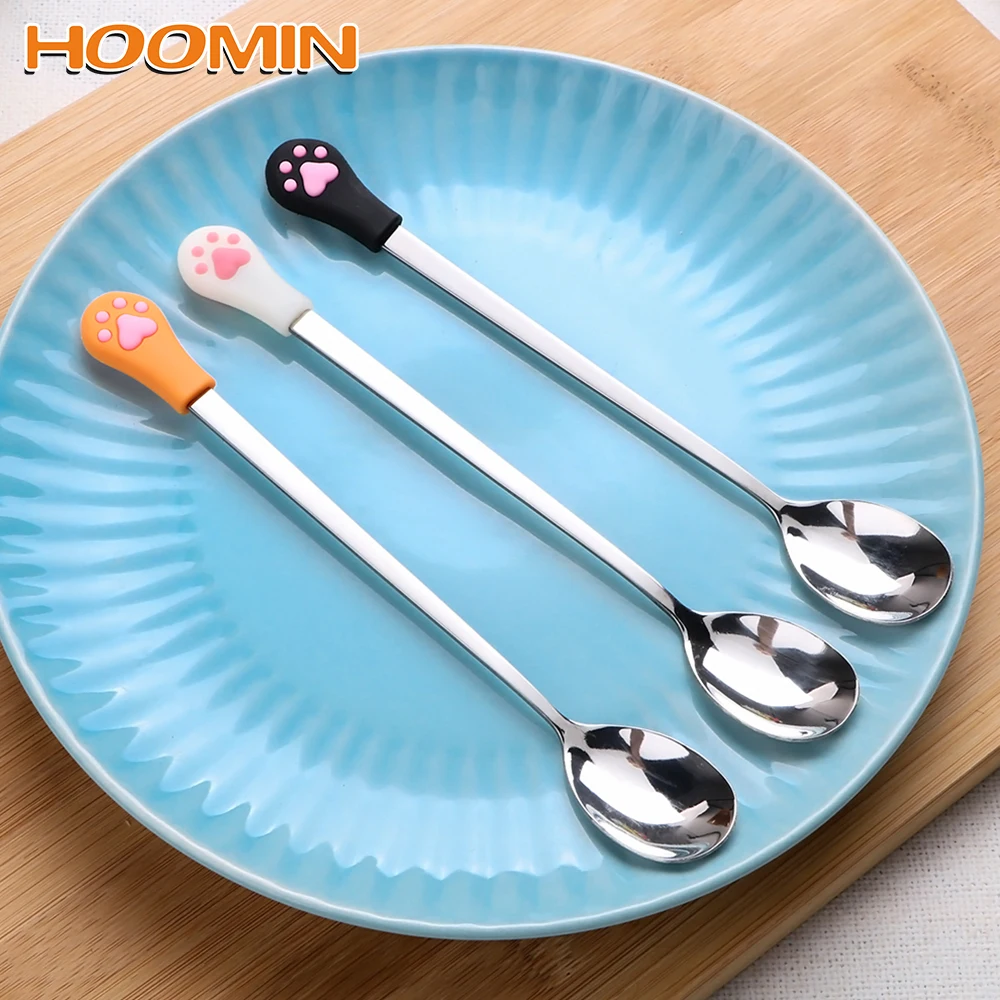 HOOMIN милые кошачьи когти Кофе ложки для конфет и чая напиток ложка