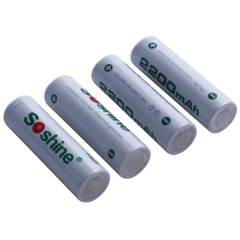 Soshine 4 шт. AA перезаряжаемый Ni-MH 1 2 V Низкий саморазряд прочный 2200mah аккумулятор с