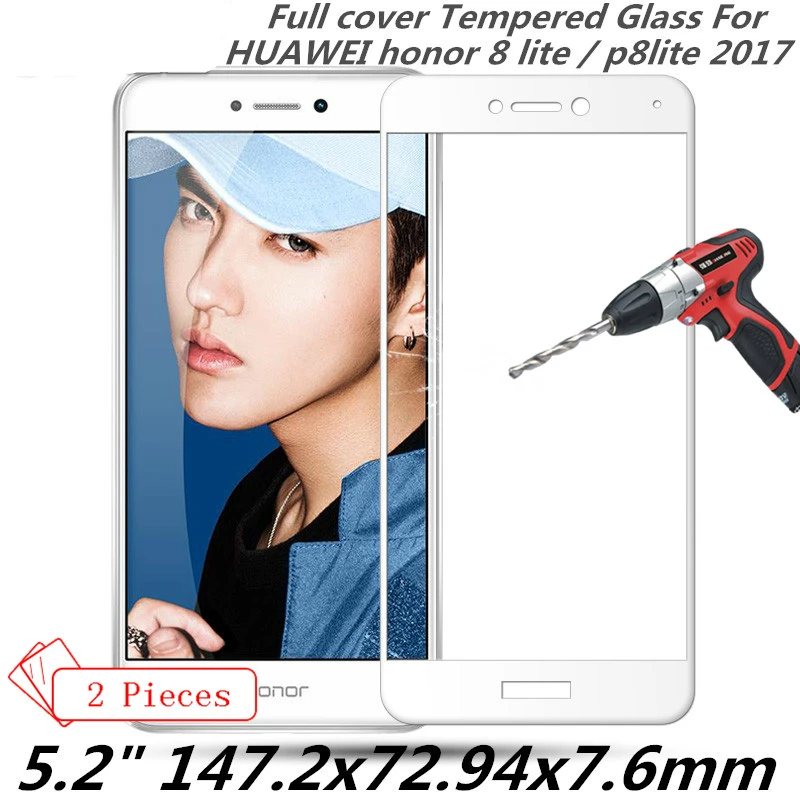 2 шт. полное покрытие закаленное Стекло для Huawei Honor 8 lite P8lite 2017 P8 Экран Защитная
