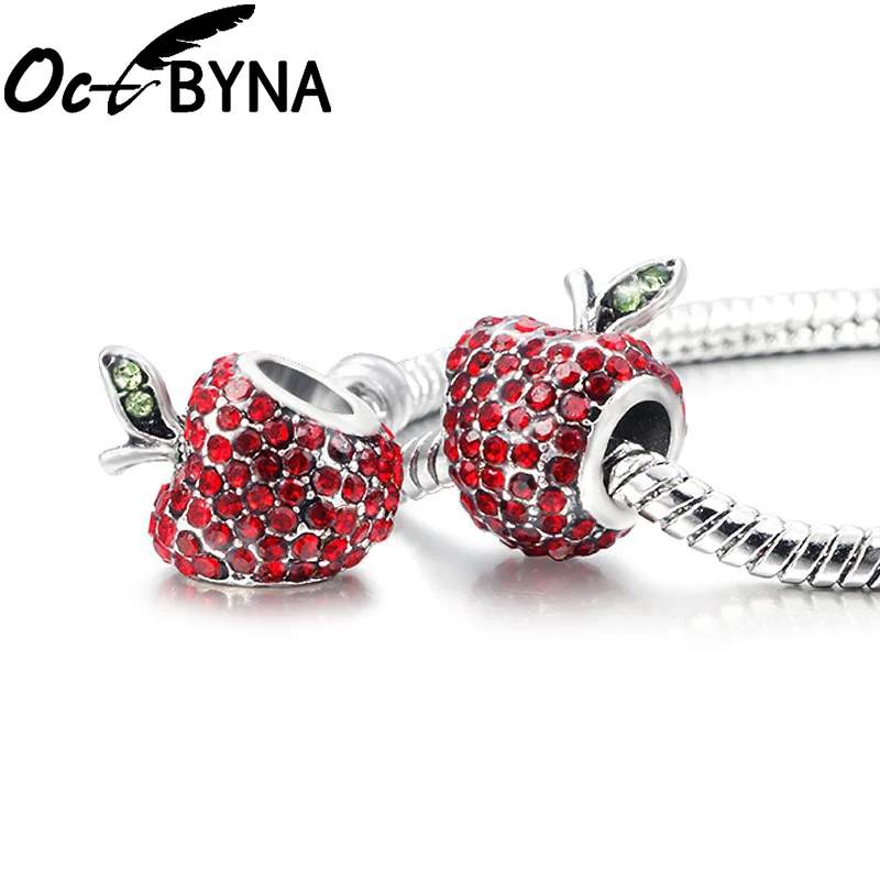 

Octbyna Classic Red Crystal Apple Beads Charm Fits Pandora Bracelets&Necklace DIY Making For Women Jewelry Accessories Gift