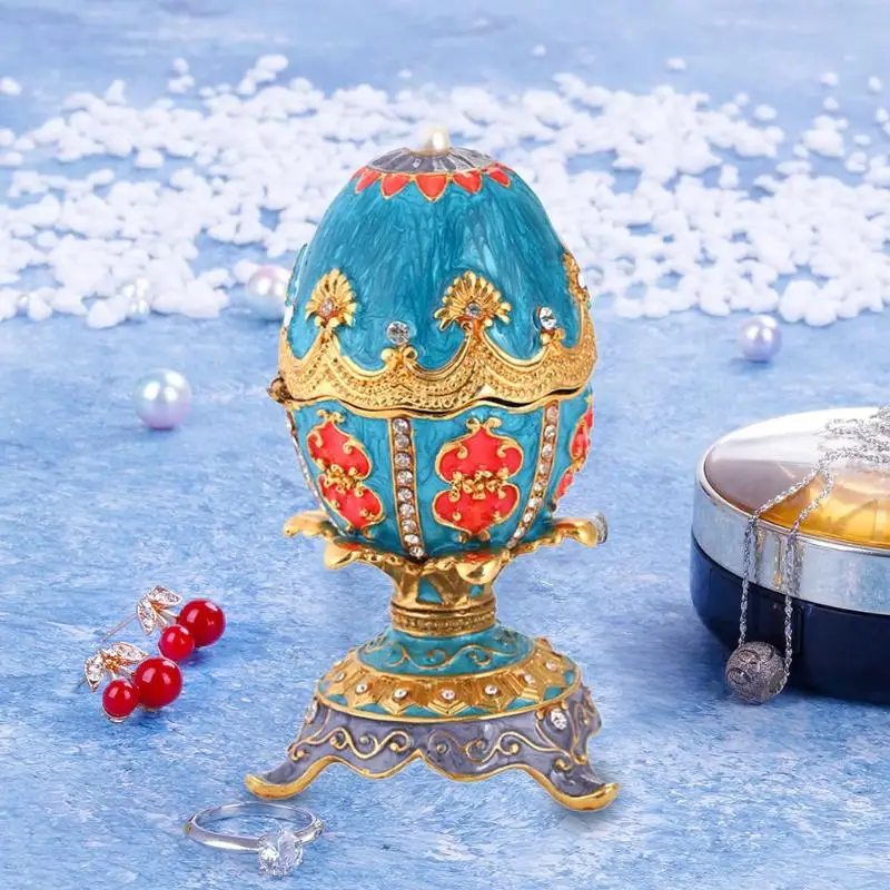1 шт. этнические стразы пасхальные яйца шкатулка для безделушек Faberge держатель