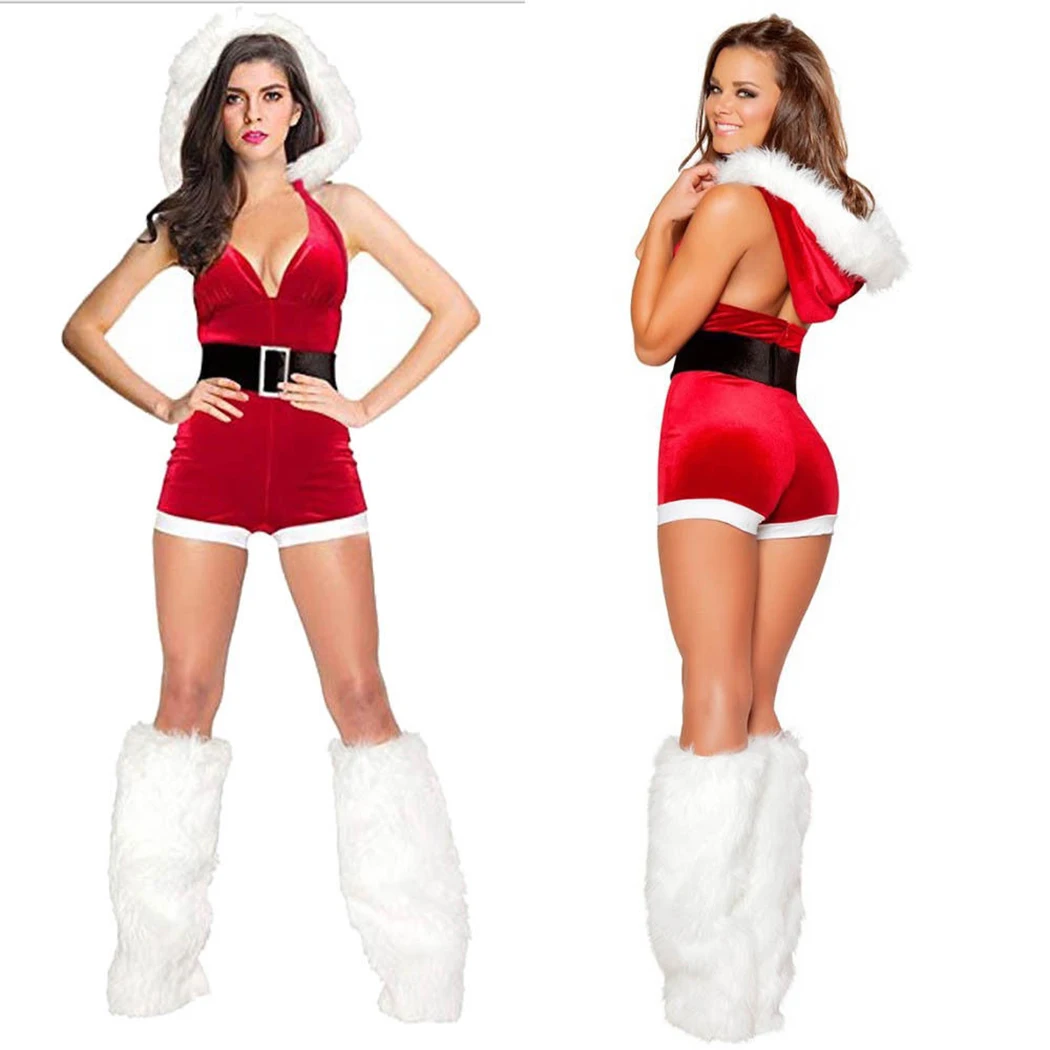 Пикантные рождественские костюмы Санта Клаус комбинезон для женщин