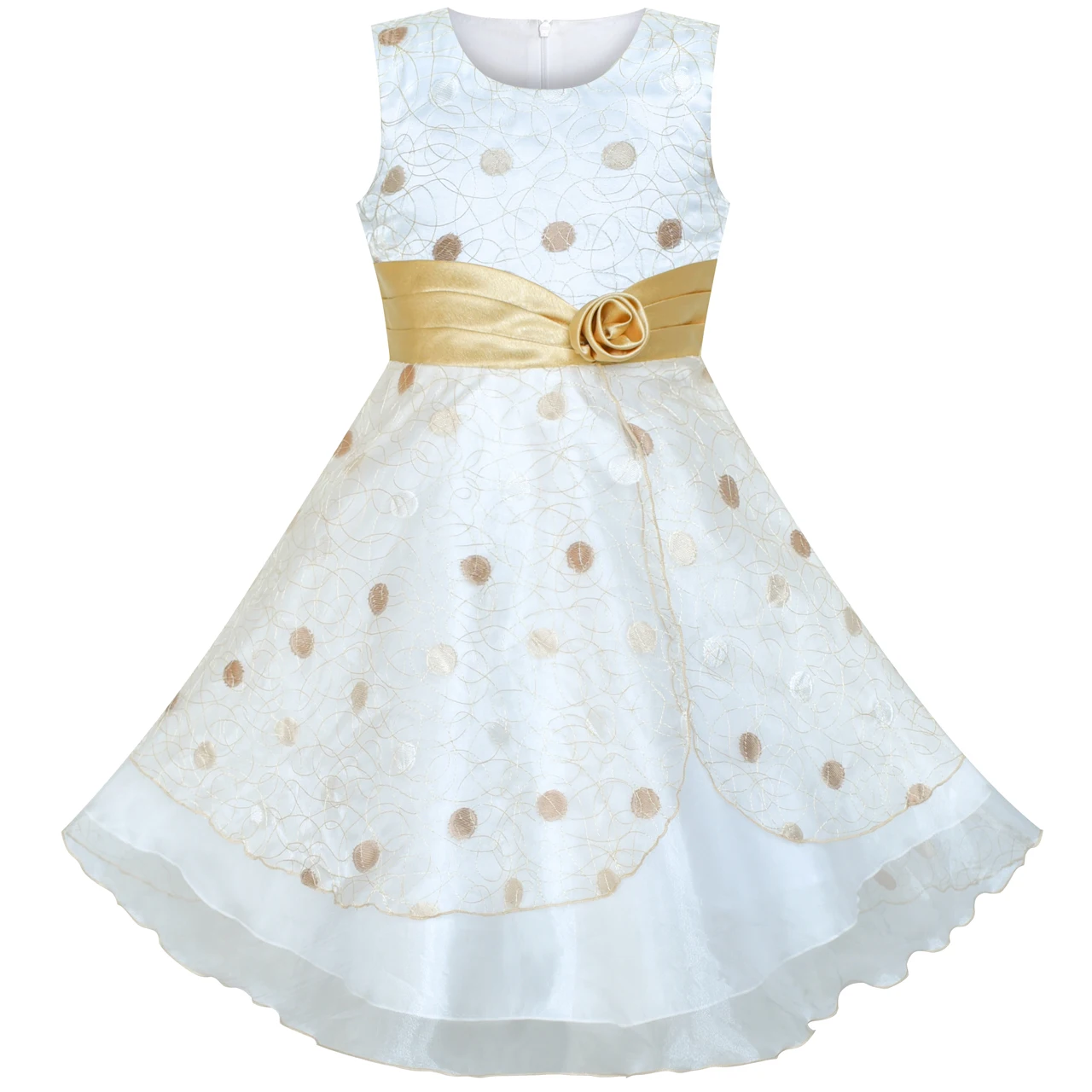 Sunny Fashion платья для девочек новогодние костюмы Цветок Точка Тюль Розовый Свадьба