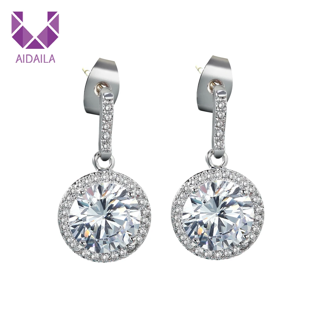 Women Dangle Drop Earrings with Full AAA + Cubic Zirconia Zircon Wedding Gift New Fashion Luxury Brand Design | Украшения и
