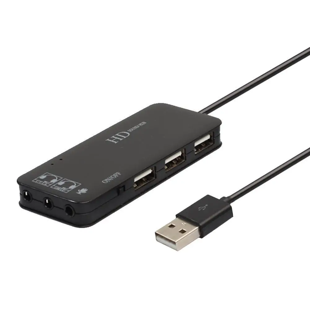 Внешний концентратор Usb 2 0 с 3 портами звуковая карта 7.1Ch адаптер для микрофона