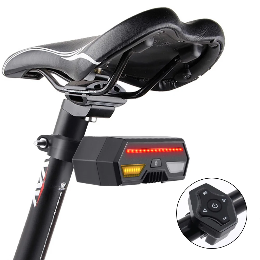 

Wireless Remote Control Tail Light For Bicycle USB Rechargeable Cycling LED 85LM Waterproof Intelligent Turn Signal Light