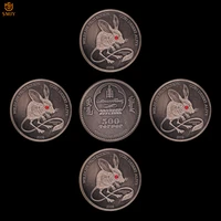 5pcs 2006 mongolia wild protected animals euchoreutes naso antique silver ruby craft diamond rat relief collectible coin gift