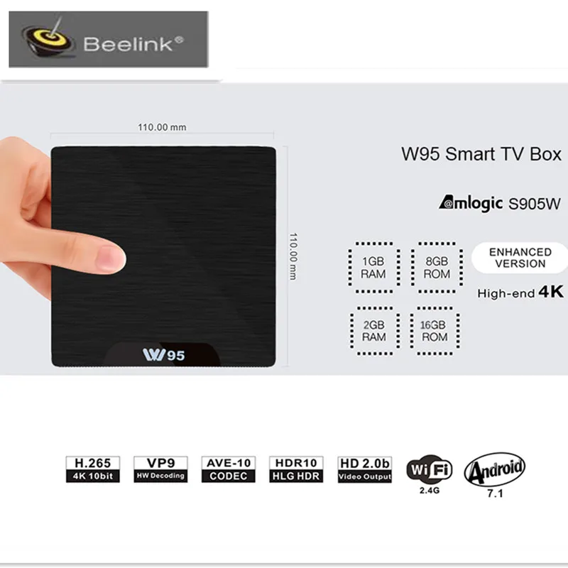 W95 Android ТВ коробка 7 1 Amlogic S905W 4 ядра 2G RAM 16G ROM Декодер каналов кабельного телевидения