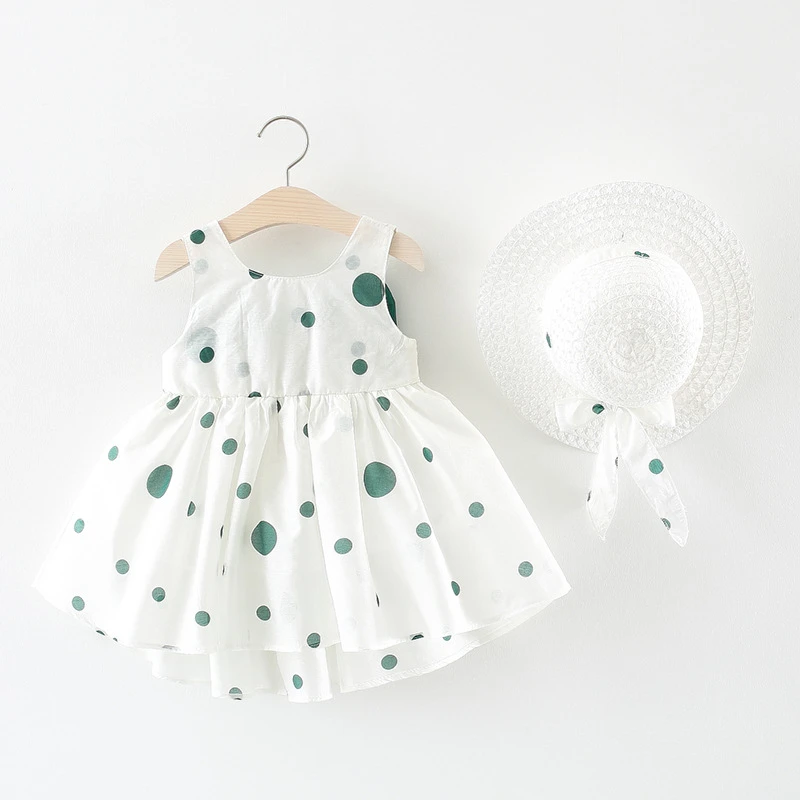 baby girl sleeveless a line casual dot dress Toddler Kid Baby Girl Summer Dress Princess Party Wedding Polka Dot Tutu Dresses | Детская