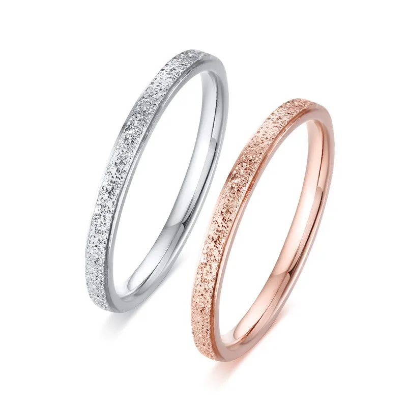 Elegant Wedding Bands Rings for Women 2MM Sandblast Stainless Steel Femme Lady anel Accessories | Украшения и аксессуары