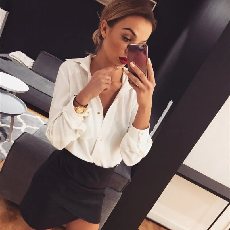 

New 2019 Women Summer Leopard Print Long Sleeve Button V Neck Snake Skin Shirt Casual Blouse Tops