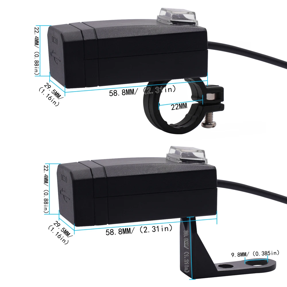 

Universal 3.0qc USB Motorcycle Charger Motocycle Dual USB Quick Charge 12V Power Adapter for voltage Between DC12-24V